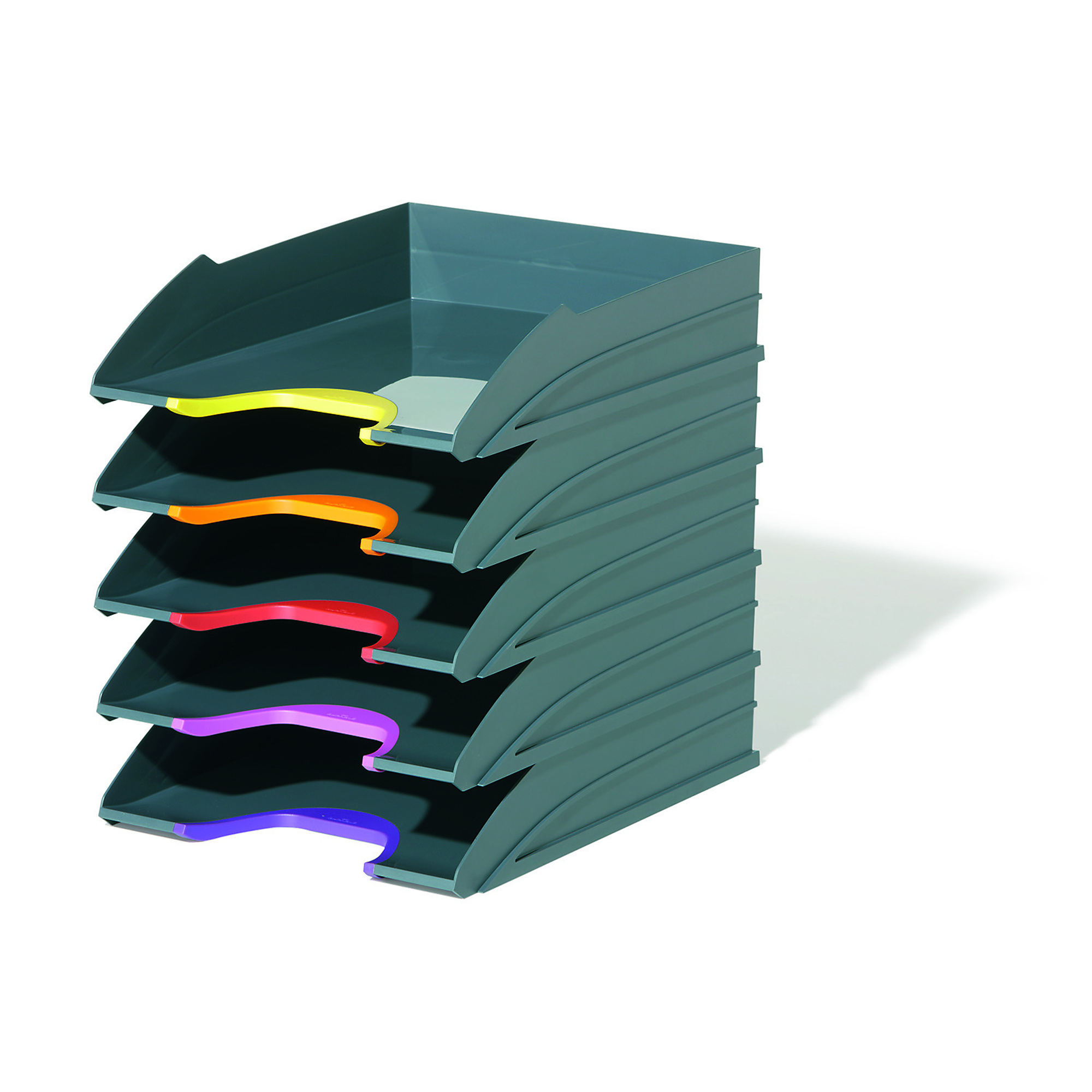 Durable, VARICOLOR Letter Tray Set, Gray/Multicolor 5 pack, Color Finish Gray, Model# 770557
